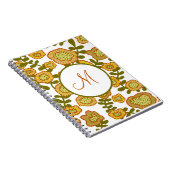 Monogramed Modern Gold Olive Oranje Floral Journal Notitieboek (Rechterzijde)
