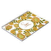 Monogramed Modern Gold Olive Oranje Floral Journal Notitieboek (Linkerzijde)