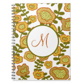 Monogramed Modern Gold Olive Oranje Floral Journal Notitieboek (Voorkant)