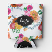Monogramed Moderne Kleurrijke Lente Bloemen Blikjeskoeler (Voorkant)