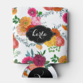 Monogramed Moderne Kleurrijke Lente Bloemen Blikjeskoeler (Achterkant)