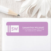 Monogramed moderne lavendel en wit etiket (Insitu)