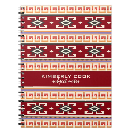 Monogramed Native Amerikaans Tribal Geometrisch Pa Notitieboek (Voorkant)
