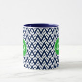 Monogramed Navy Blue & White Zigzag Chevron Mok (Midden)