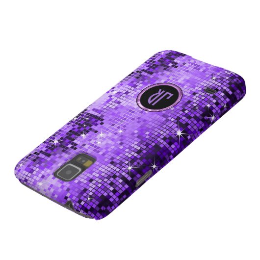 Monogramed Paars Disco-Ball Glitter Case-Mate Samsung Galaxy Hoesje (Onderkant)