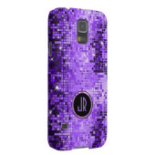 Monogramed Paars Disco-Ball Glitter Case-Mate Samsung Galaxy Hoesje (Back/Rechts)
