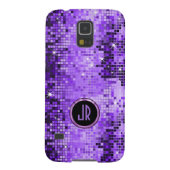 Monogramed Paars Disco-Ball Glitter Case-Mate Samsung Galaxy Hoesje (Achterkant)