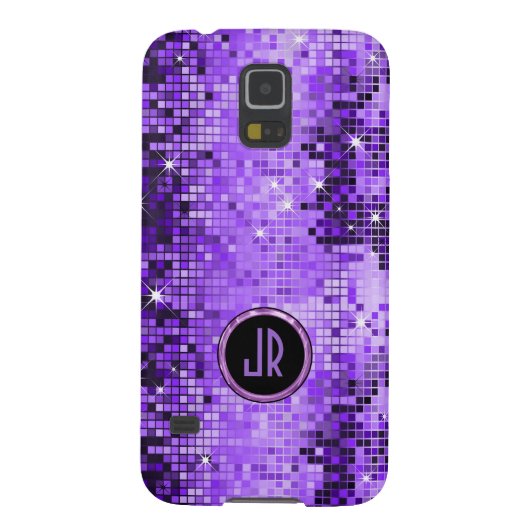 Monogramed Paars Disco-Ball Glitter Case-Mate Samsung Galaxy Hoesje (Achterkant)