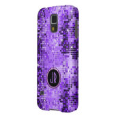 Monogramed Paars Disco-Ball Glitter Case-Mate Samsung Galaxy Hoesje (Achterkant Links)