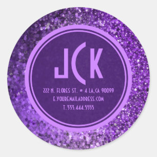 Monogramed Paarse Glitter Modern Sticker