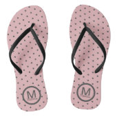 Monogramed Polka Dots Pink Grey Teenslippers (Voetbed)