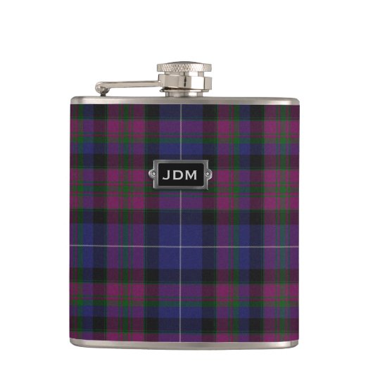 Monogramed Pride of Scotland Tartan Pset Flask Heupfles (Voorkant)