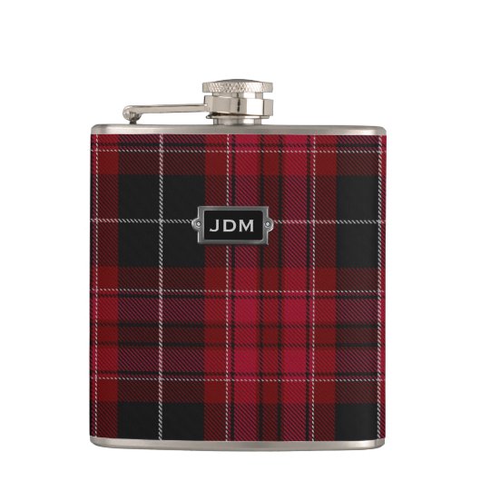 Monogramed Pride of Wales Tartan Pset Flask Heupfles (Voorkant)