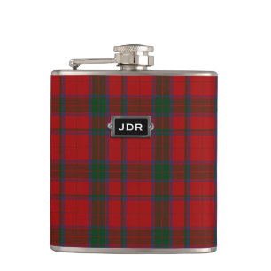 Monogramed Red Clan Robertson Tartan Pset  Heupfles