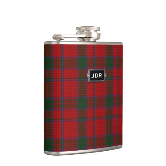 Monogramed Red Clan Robertson Tartan Pset  Heupfles (Rechts)
