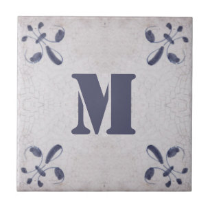 Monogramed Repro Portugese Blue Azulejos Tegel Tegeltje