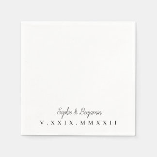 Monogramed | Roman Numeral Wedding Date Servet