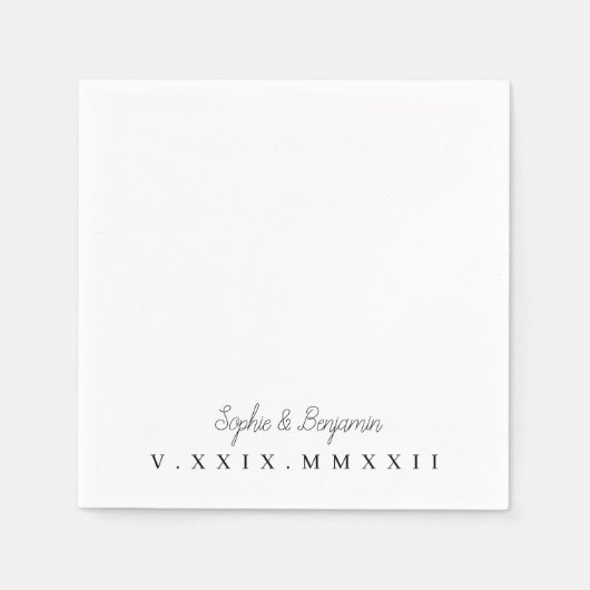 Monogramed | Roman Numeral Wedding Date Servet (Voorkant)