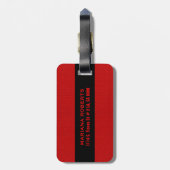 Monogramed rood faux leer look bagagelabel (Achterkant verticaal)