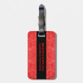 Monogramed rood faux suède leer look bagagelabel (Achterkant verticaal)