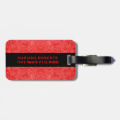 Monogramed rood faux suède leer look bagagelabel (Achterkant horizontaal)