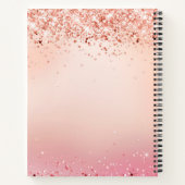 Monogramed Roos Gold Glitter Elegant Script Name Notitieboek (Achterkant)