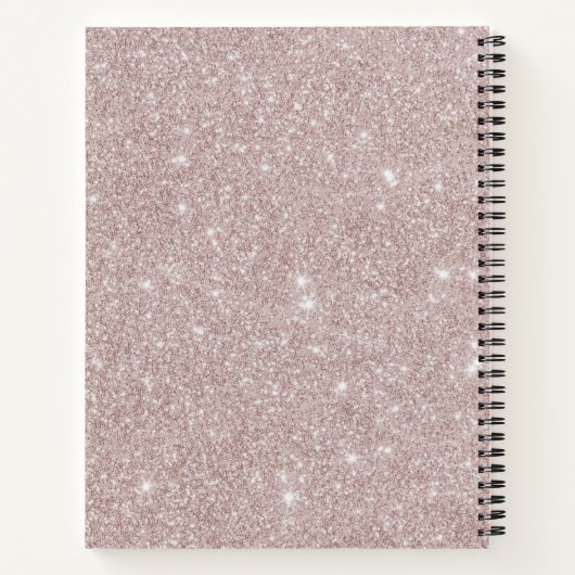 Monogramed Roos Gold Glitter Pink Script Notitieboek (Achterkant)