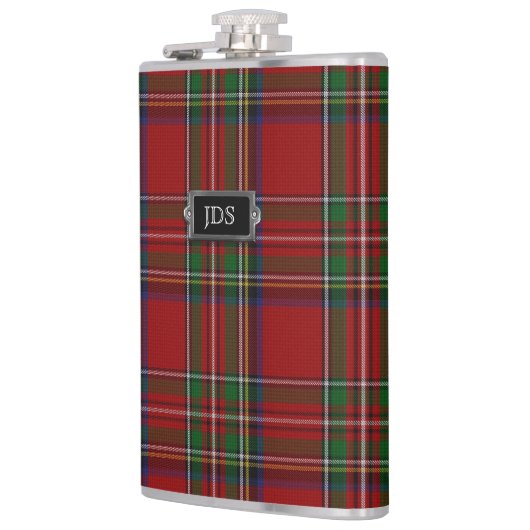 Monogramed Royal Stewart Tartan Pset Flask Heupfles (Links)