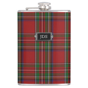 Monogramed Royal Stewart Tartan Pset Flask Heupfles