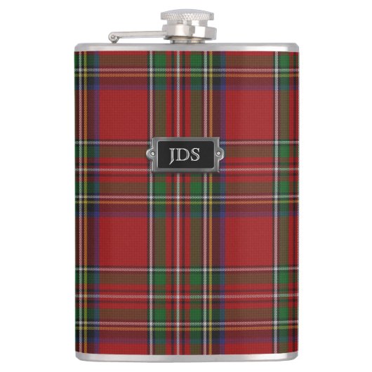 Monogramed Royal Stewart Tartan Pset Flask Heupfles (Voorkant)