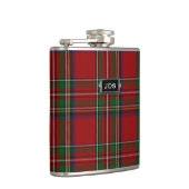 Monogramed Royal Stewart Tartan Pset Flask Heupfles (Rechts)