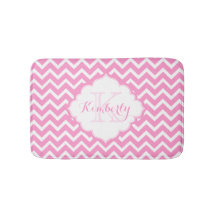 Monogramed roze en wit zigzagchevron
