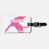 Monogramed roze en witte danser 2 bagagelabel (Voorkant horizontaal)