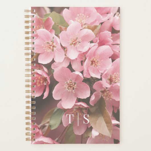 Monogramed Roze Krabappel Bloesems Planner (Voorkant)