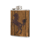 Monogramed Rustic Wood Kijk Horse Flask Heupfles (Links)