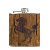 Monogramed Rustic Wood Kijk Horse Flask Heupfles (Voorkant)