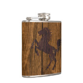 Monogramed Rustic Wood Kijk Horse Flask Heupfles (Rechts)