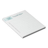 Monogramed Sage Green & White Dammaskers Notitieblok (Schuin)