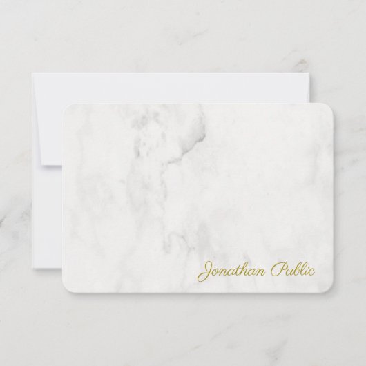 Monogramed Script Elegant Marble Sjabloon Gold (Voorkant)