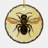 Monogramed-sierbloem met bijen keramisch ornament (Voorkant)