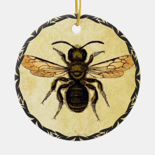 Monogramed-sierbloem met  bijen keramisch ornament (Voorkant)