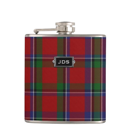 Monogramed Sinclair Tartan Pset Flask Heupfles (Voorkant)