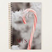 Monogramed Snowflake Overdekte Candy Cane Planner (Voorkant)