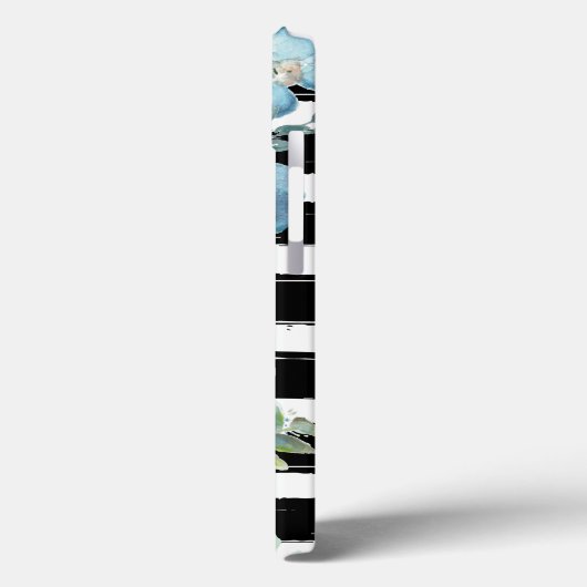 Monogramed Stripes Blue Floral Case-Mate iPhone Case (Achterkant / Links)