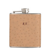 Monogramed Tan Ostrich Leather Check Flask Heupfles (Voorkant)
