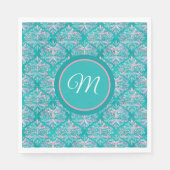 Monogramed Teal Pattern Napkins Servet (Voorkant)