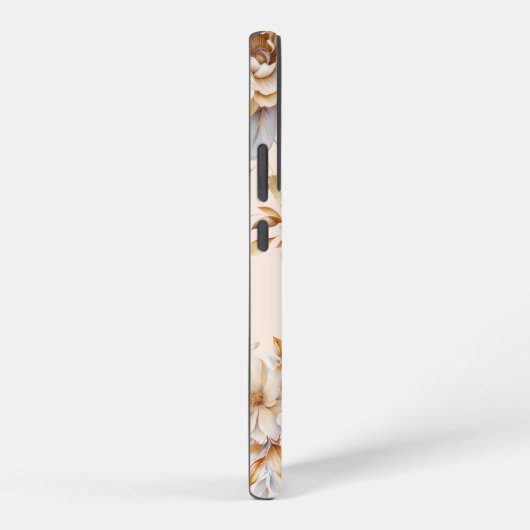 Monogramed Telefoonhoesje Peach Blue Floral Samsung Galaxy Hoesje (Rechterkant)