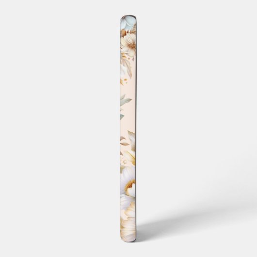 Monogramed Telefoonhoesje Peach Blue Floral Samsung Galaxy Hoesje (Linkerkant)