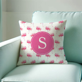 Monogramed Tropisch Roze Flamingo patroon Kussen