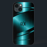 Monogramed Turquoise Green Faux Metallic Design Case-Mate iPhone Case<br><div class="desc">Elegant turquoise green faux metallic design, roestvrij staal ziet er uit met dynamische lijnen. en optioneel monogram. Het is beschikbaar op andere producten. Niet echt metaal maar afbeelding van metallische textuur. Als u om het even welke hulp het aanpassen, het veranderen van kleur, of iets anders aan om het even...</div>